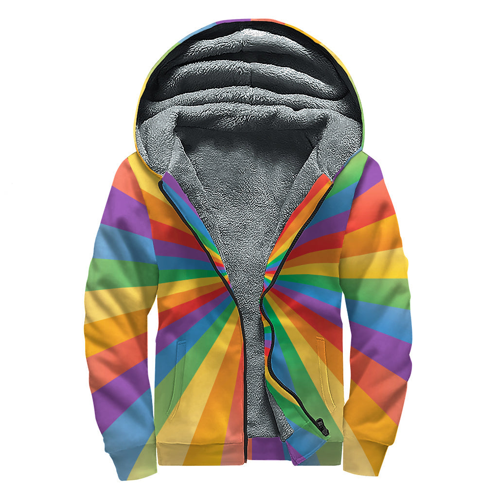 Rainbow Ray Sherpa Hoodie: Embrace Your Inner Hippie Style - 1