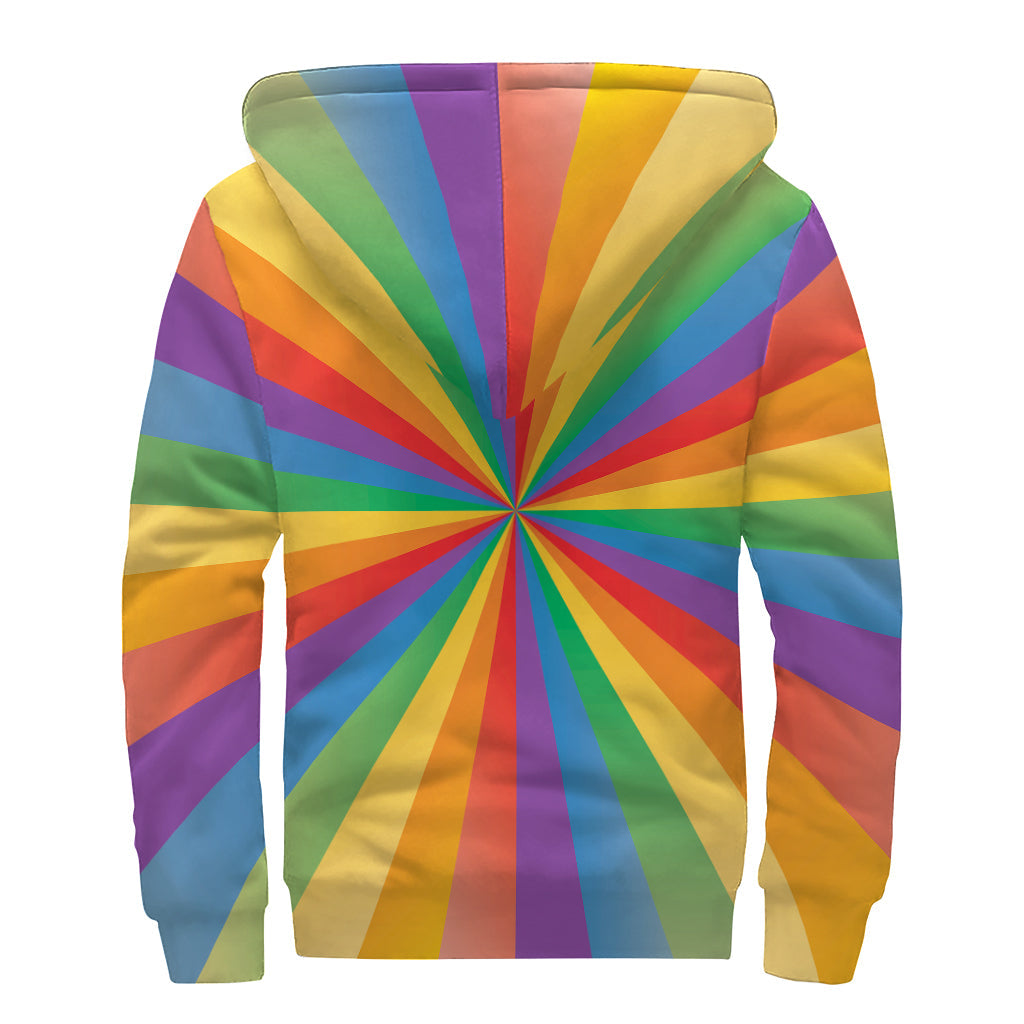 Rainbow Ray Sherpa Hoodie: Embrace Your Inner Hippie Style - 2