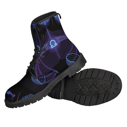 Libra and Astrological Signs Print Leather Lightweight Boots for the Free-Spirited Hippie - 2