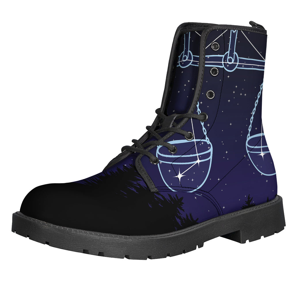 Libra Constellation Print Leather Boots: Step Out in Hippie Style with Lightweight Comfort - 1