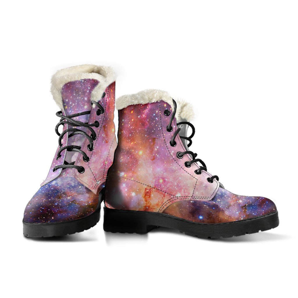 Stardust Galaxy Dream: Faux Fur Leather Boots for Hippies - 3