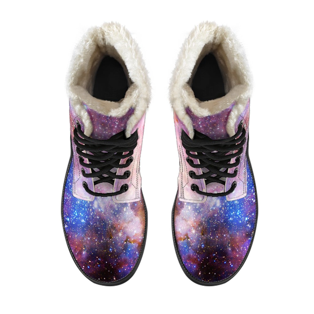 Stardust Galaxy Dream: Faux Fur Leather Boots for Hippies - 4