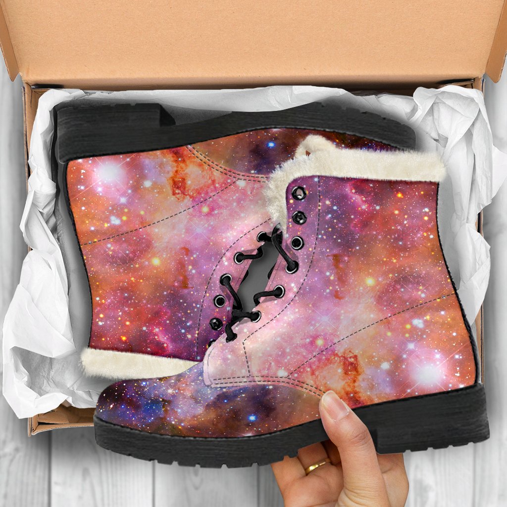 Stardust Galaxy Dream: Faux Fur Leather Boots for Hippies - 5