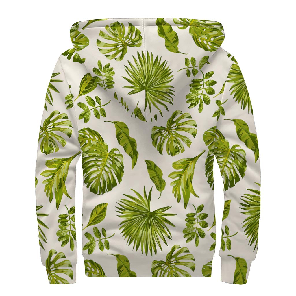 Tropical Leaf Sherpa Lined Zip Up Hoodie: Embrace Your Inner Hippie Style - 2