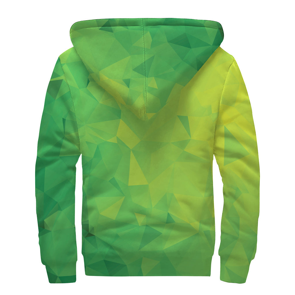 Groovy Lime Green Geometric Print Sherpa Lined Zip Up Hoodie for the Hippie in You - 2