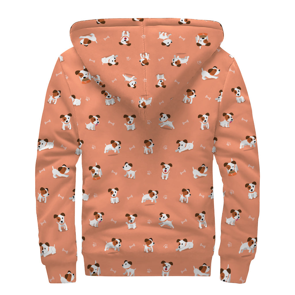 Groovy Jack Russell Terrier Print Sherpa Lined Zip Up Hoodie for Hippies - 2