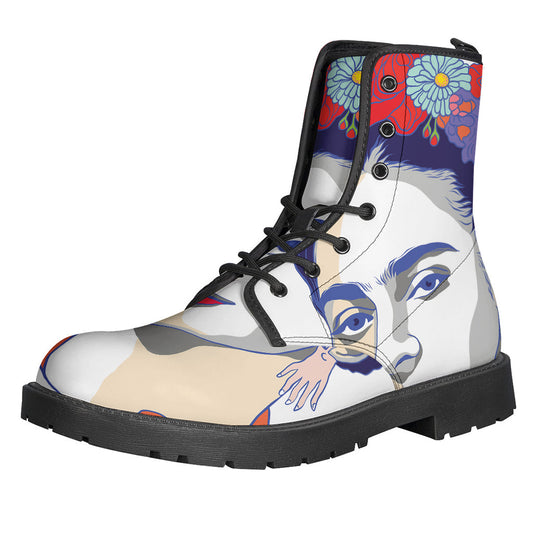 Magdalena Carmen Frida Kahlo Printed Leather Lightweight Boots for the Boho Chic Soul - 1