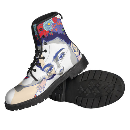 Magdalena Carmen Frida Kahlo Printed Leather Lightweight Boots for the Boho Chic Soul - 2