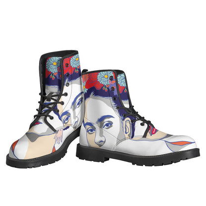 Magdalena Carmen Frida Kahlo Printed Leather Lightweight Boots for the Boho Chic Soul - 3