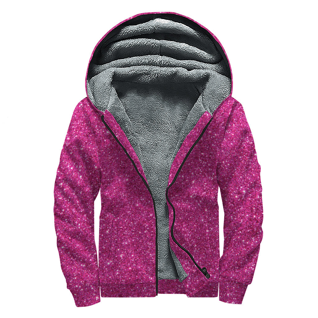 Magenta Pink Sherpa Lined Zip Up Hoodie for Rad Hippies - 1