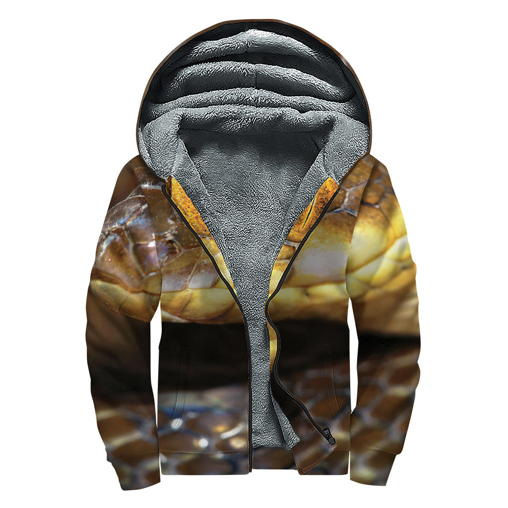 Malagasy Cat-Eyed Snake Print Sherpa Lined Zip Up Hoodie - Embrace Your Inner Hippie Style - 1