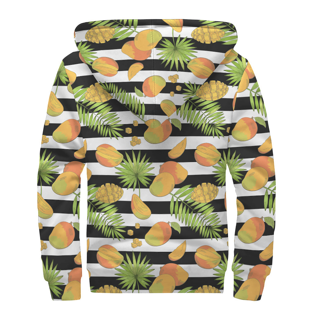 Mango Fruit Striped Pattern Print Sherpa Lined Zip Up Hoodie - Embrace the Hippie Vibe! - 2