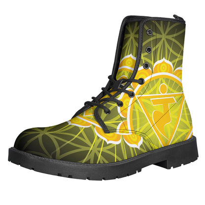 Step into the Spirit: Manipura Chakra Leather Lightweight Boots for Hippies - 1