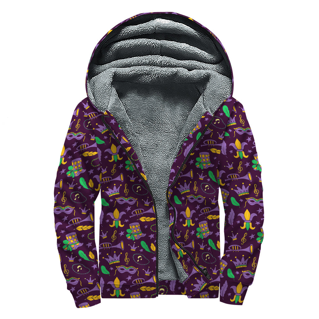 Mardi Gras Madness: Groovy Sherpa Lined Zip Up Hoodie for Modern Hippies - 1