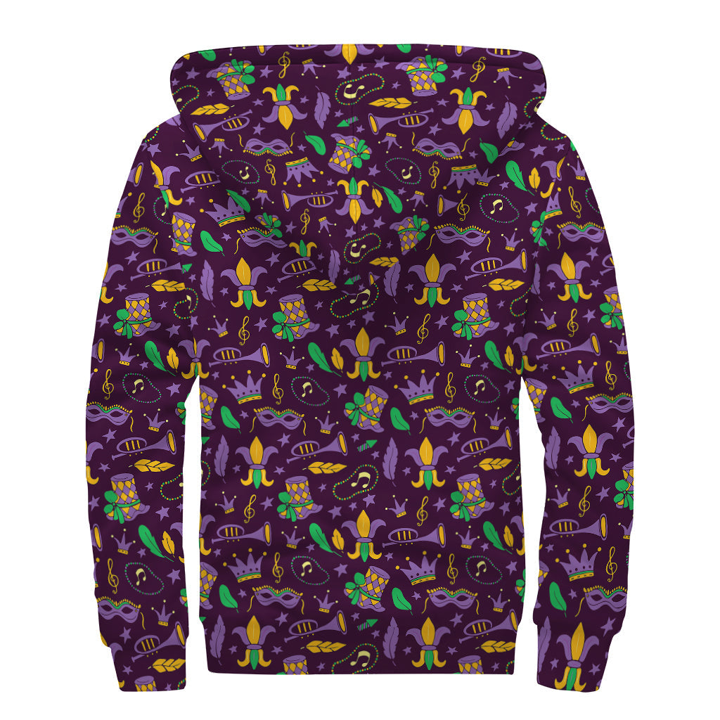 Mardi Gras Madness: Groovy Sherpa Lined Zip Up Hoodie for Modern Hippies - 2