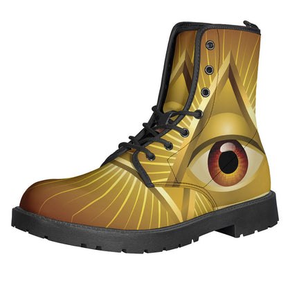 Masonic Eye Sight Leather Lightweight Boots for the Free-Spirited Hippie - 1