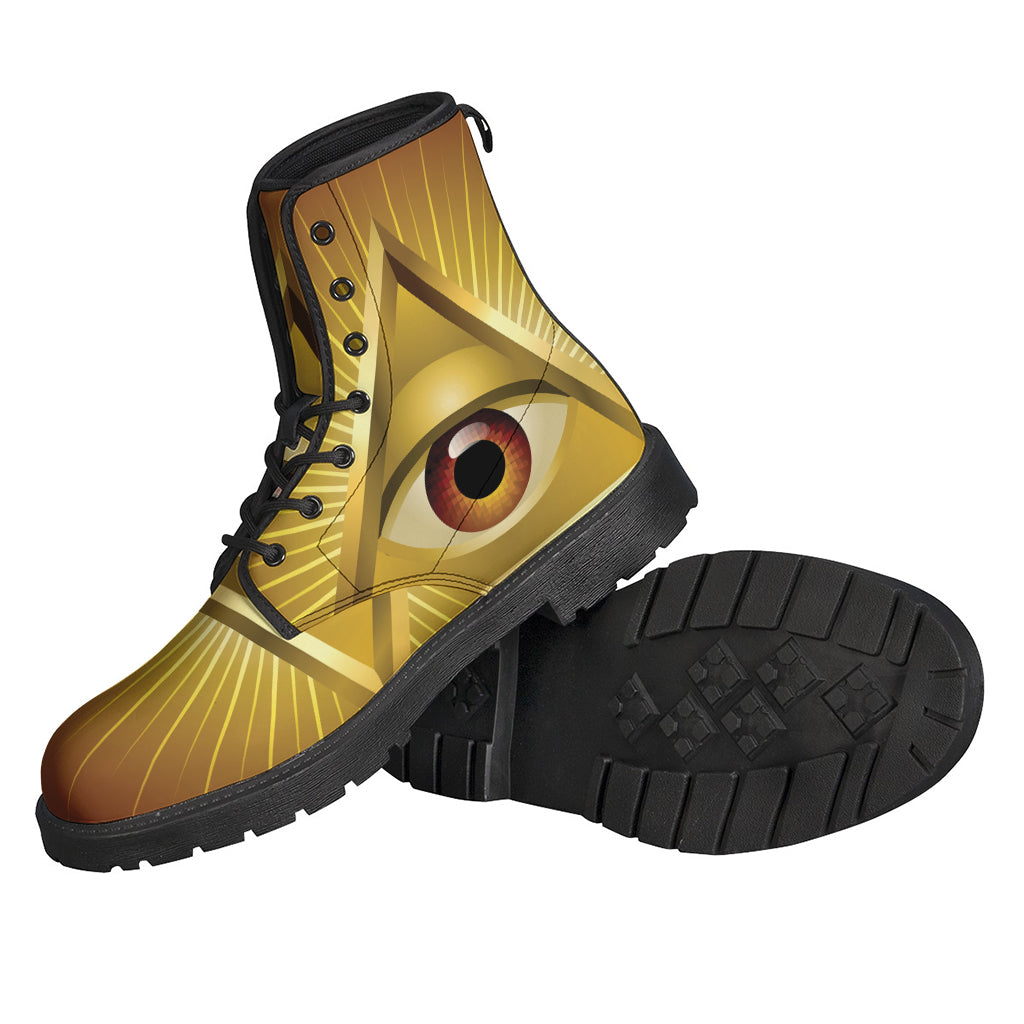 Masonic Eye Sight Leather Lightweight Boots for the Free-Spirited Hippie - 2