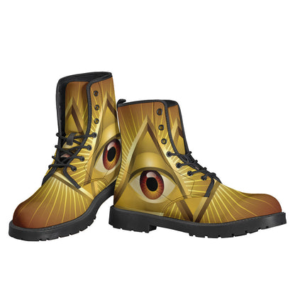 Masonic Eye Sight Leather Lightweight Boots for the Free-Spirited Hippie - 3