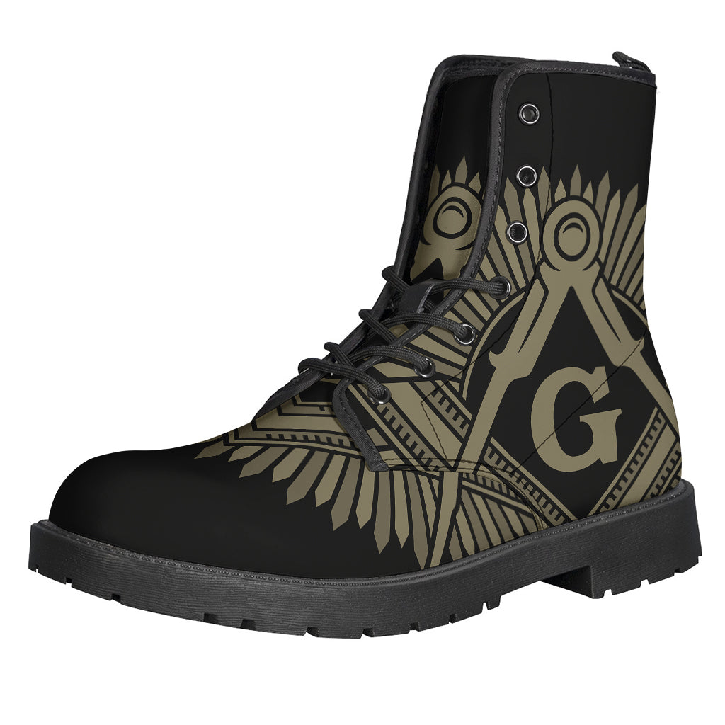 Masonic Freemasonry Print Leather Boots for the Modern Hippie - 1