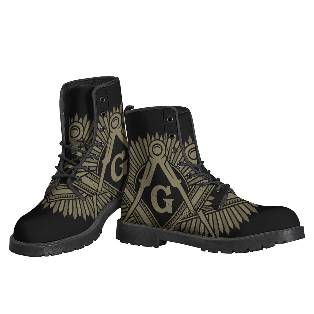 Masonic Freemasonry Print Leather Boots for the Modern Hippie - 3