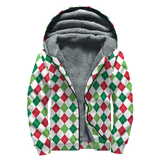 Merry Christmas Argyle Sherpa Hoodie: Embrace Your Inner Hippie Style - 1