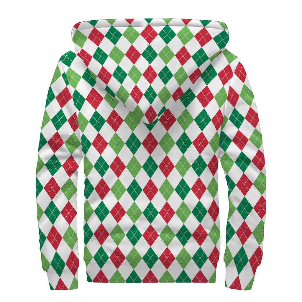 Merry Christmas Argyle Sherpa Hoodie: Embrace Your Inner Hippie Style - 2