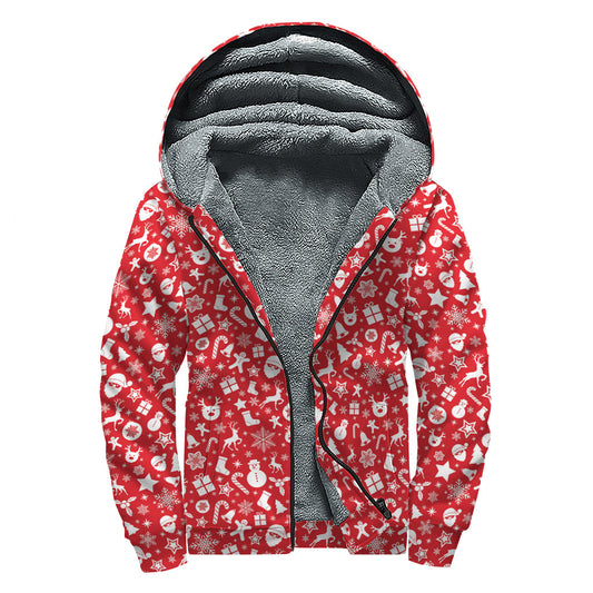 Merry Christmas Sherpa Lined Zip Up Hoodie for Groovy Hippies - 1