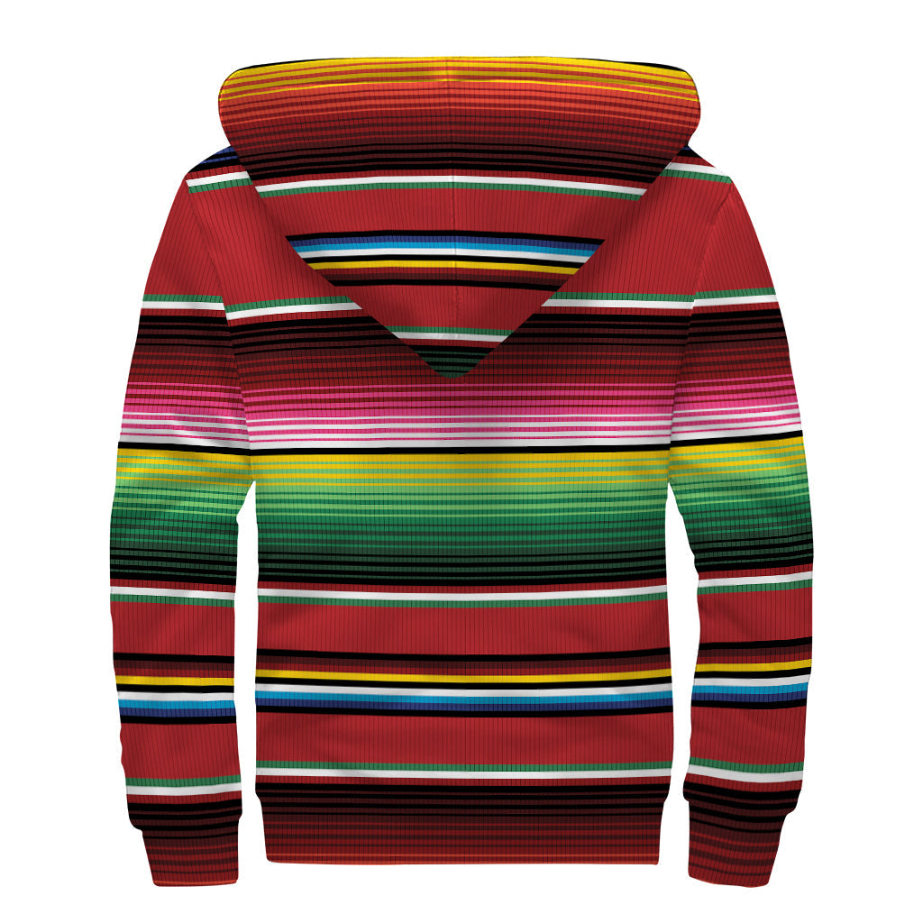 Mexican Serape Sherpa Lined Hoodie: Embrace Hippie Style in Winter Warmth - 2