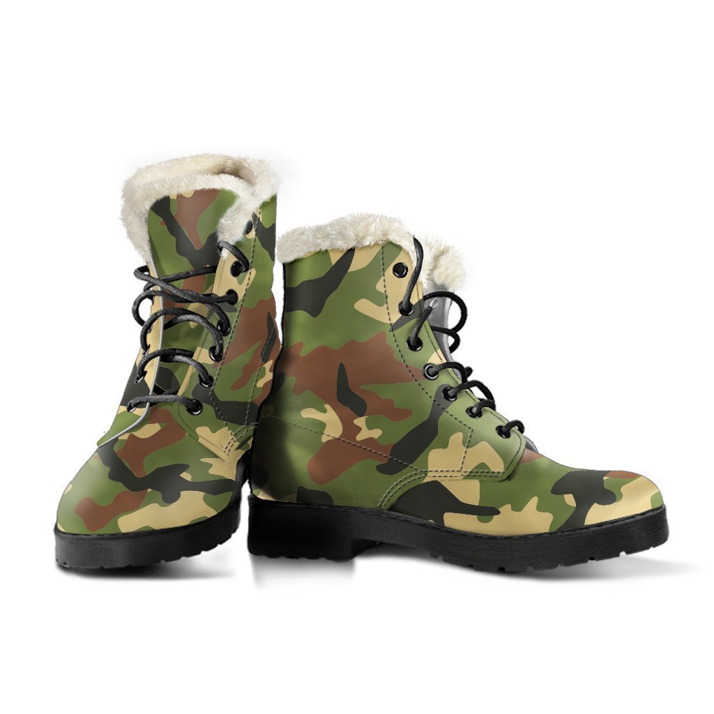 Peace, Love, and Faux Fur: Embrace Your Inner Hippie with Military Camouflage Print Boots - 3