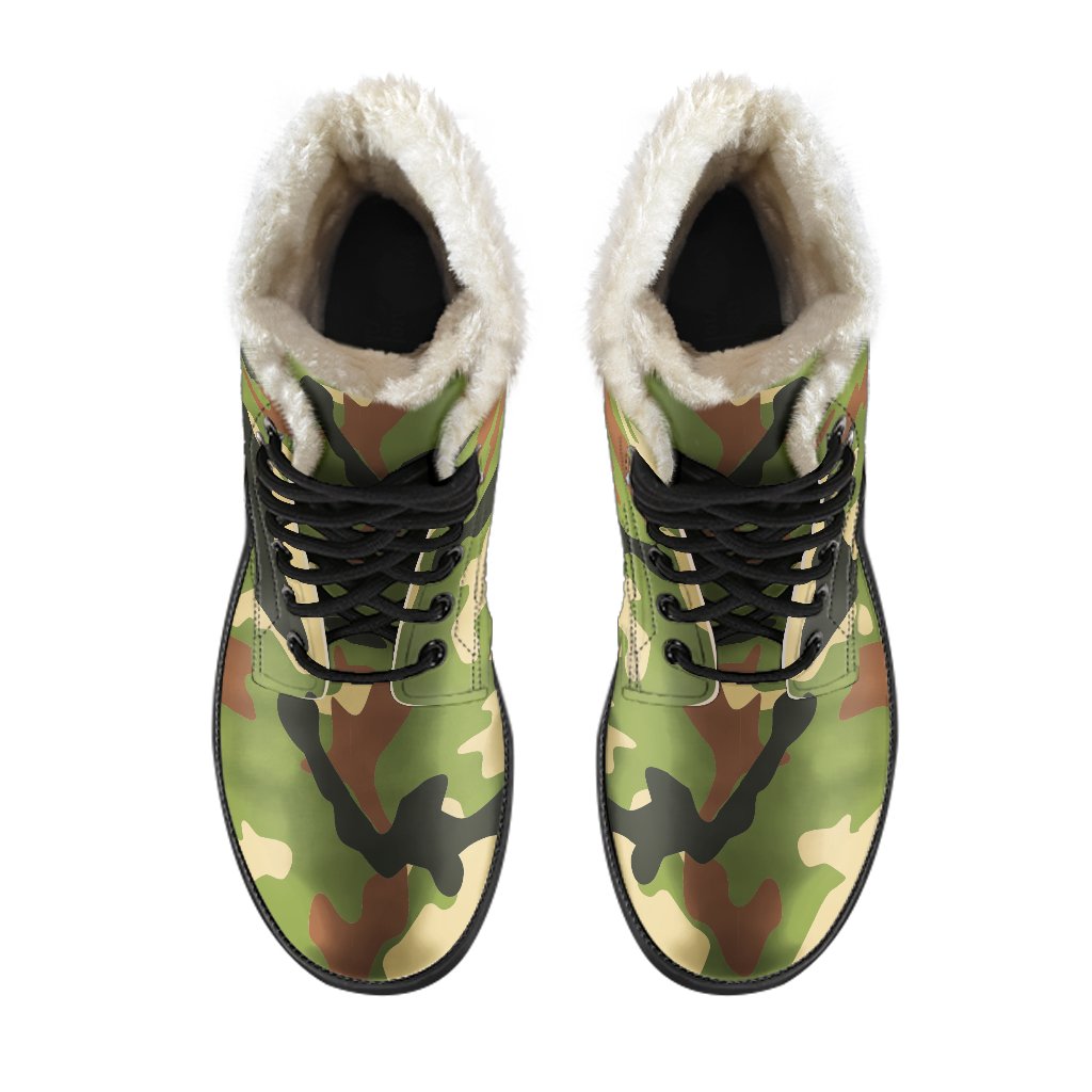 Peace, Love, and Faux Fur: Embrace Your Inner Hippie with Military Camouflage Print Boots - 4