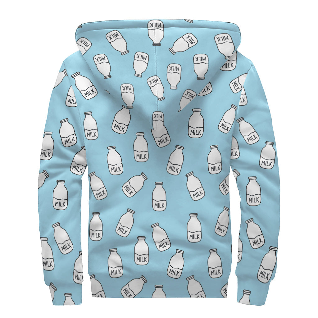 Groovy Milk Bottle Cartoon Sherpa Lined Zip Up Hoodie - 2