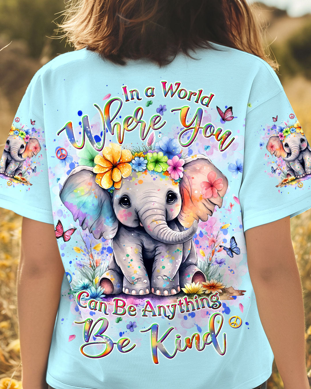 Emerald Blossoms - Be Kind Elephant All Over Print Shirt For Hippies