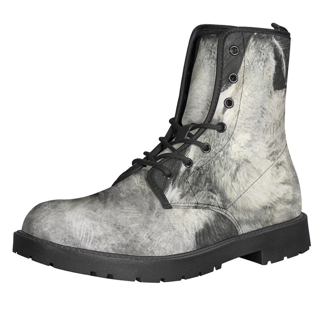 Groovy Howling Wolf Leather Boots for Trendy Hippies - 1