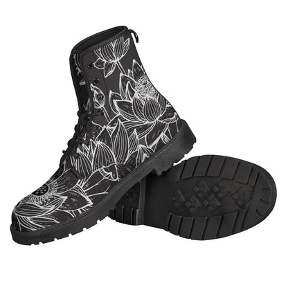 Lotus Print Leather Hippie Boots: Free-Spirited Style for the Modern Hippie - 2