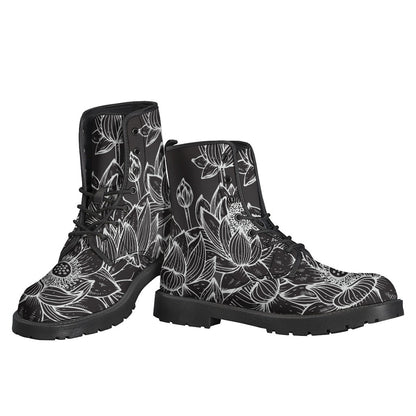 Lotus Print Leather Hippie Boots: Free-Spirited Style for the Modern Hippie - 3