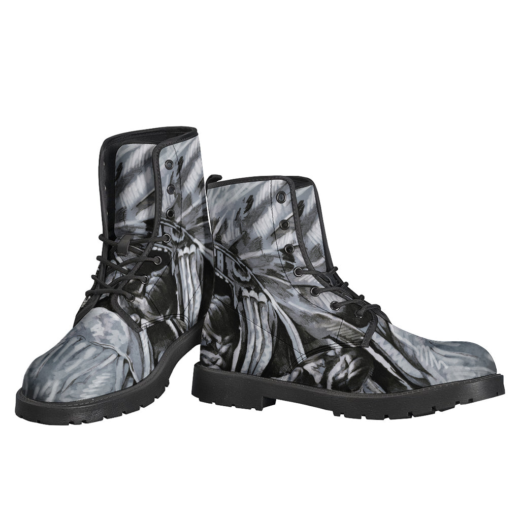 Immerse in Bohemian Style with Monochrome Native Indian Portrait Leather Boots - 3