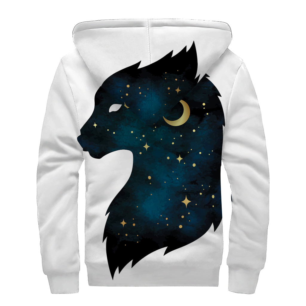 Moon and Stars Wolf Spirit Sherpa Lined Hoodie for Hippie Style - 2