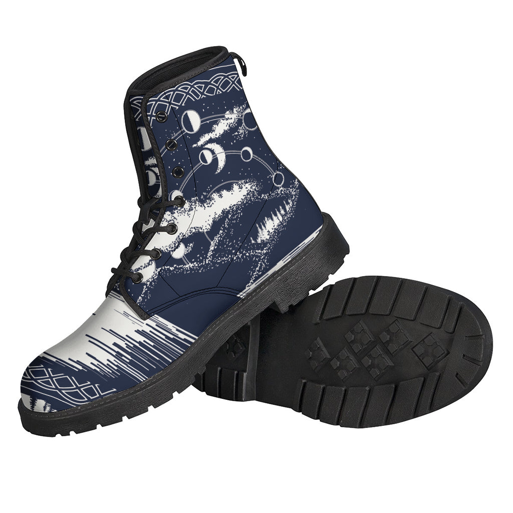 Mystical Lunar Phase Leather Boots: The Ultimate Hippie Footwear - 2