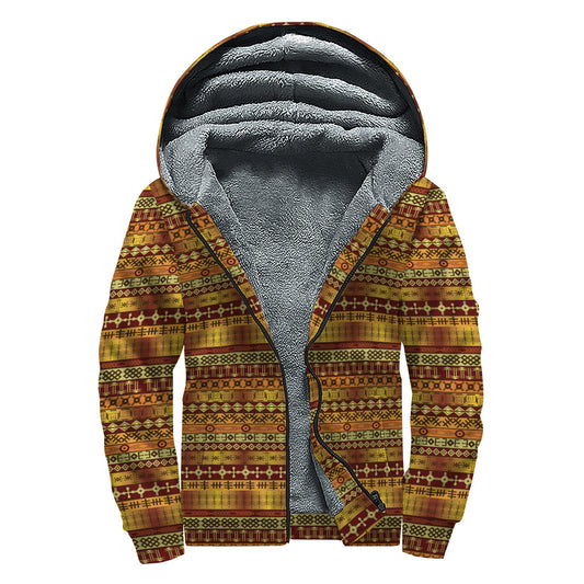 Native African Tribal Pattern Sherpa Lined Zip Up Hoodie for the Free Spirited Hippie - 1