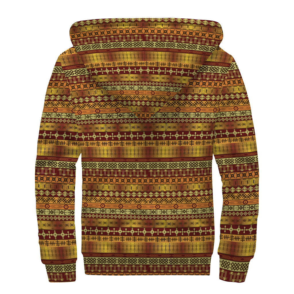 Native African Tribal Pattern Sherpa Lined Zip Up Hoodie for the Free Spirited Hippie - 2