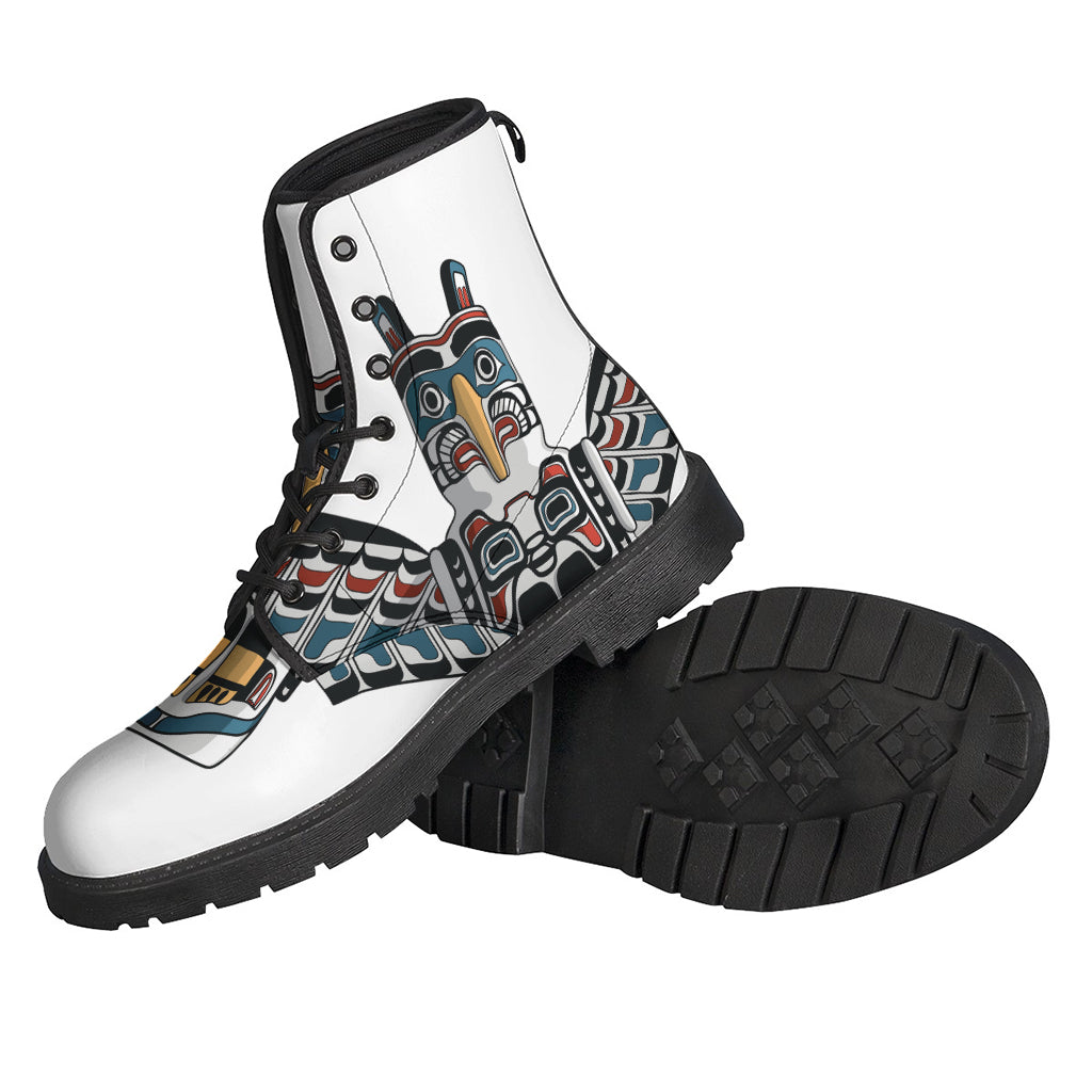 Native American Eagle Totem Print Leather Lightweight Boots: A Hippie's Dream - 2