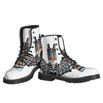 Native American Eagle Totem Print Leather Lightweight Boots: A Hippie's Dream - 3