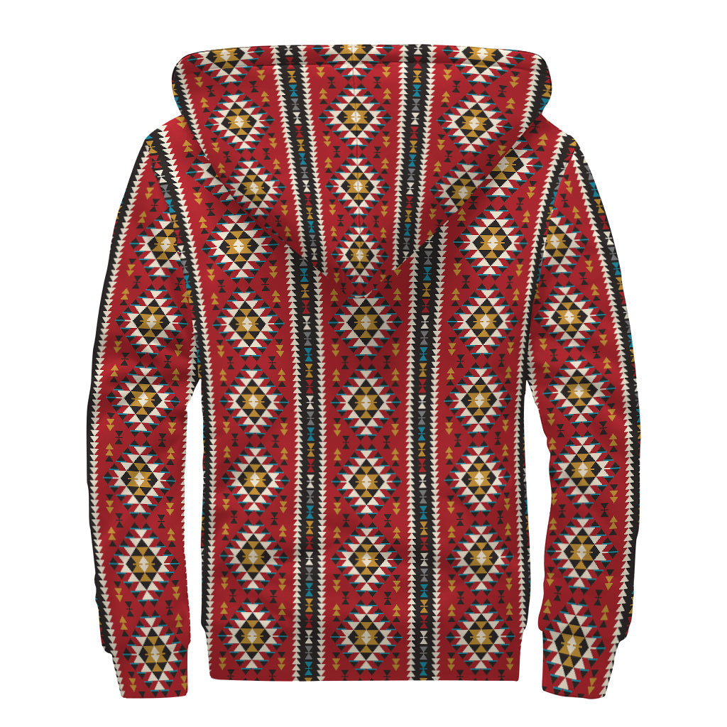 Native American Tribal Print Sherpa Lined Zip Up Hoodie for the Free-Spirited Hippie - 2