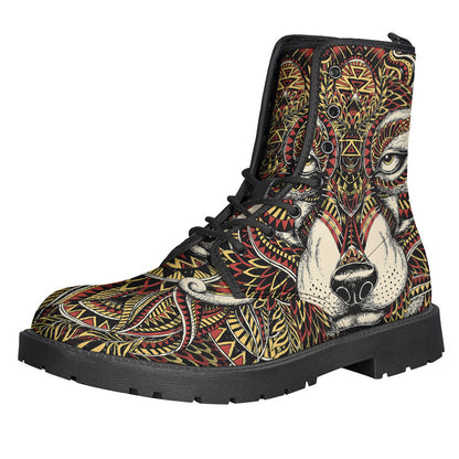 Native American Wolf Spirit Leather Lightweight Boots for Hipsters - 1