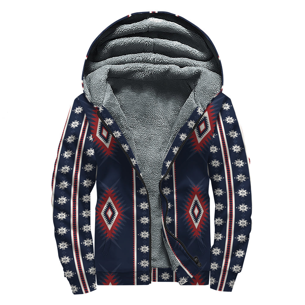 Native Tribal Navajo Pattern Sherpa Lined Hoodie: A Hippie's Dream - 1