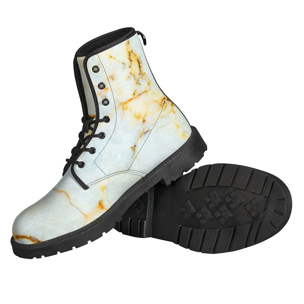 Peace, Love, and Luxury: Natural Gold Marble Print Leather Boots for Hippies - 2