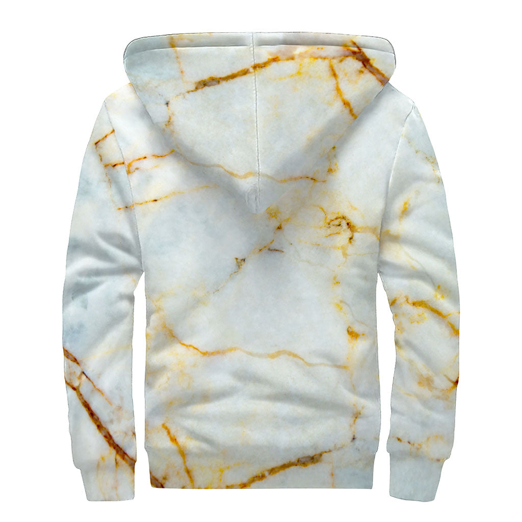 Natural Gold Marble Print Sherpa-Lined Zip Up Hoodie: Embrace Your Inner Hippie - 2