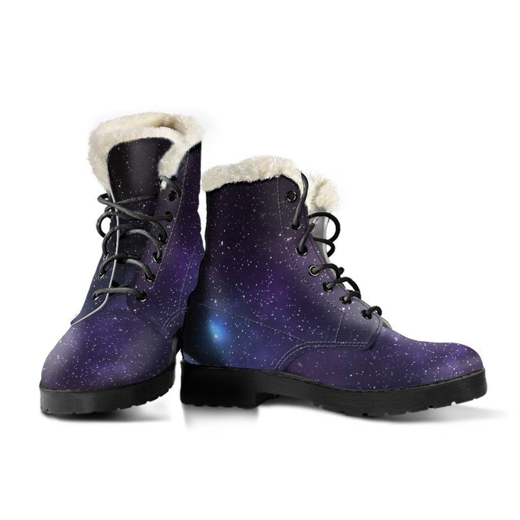 Nebula Universe Galaxy Deep Space Faux Fur Leather Boots: Embrace Your Inner Hippie Chic - 3