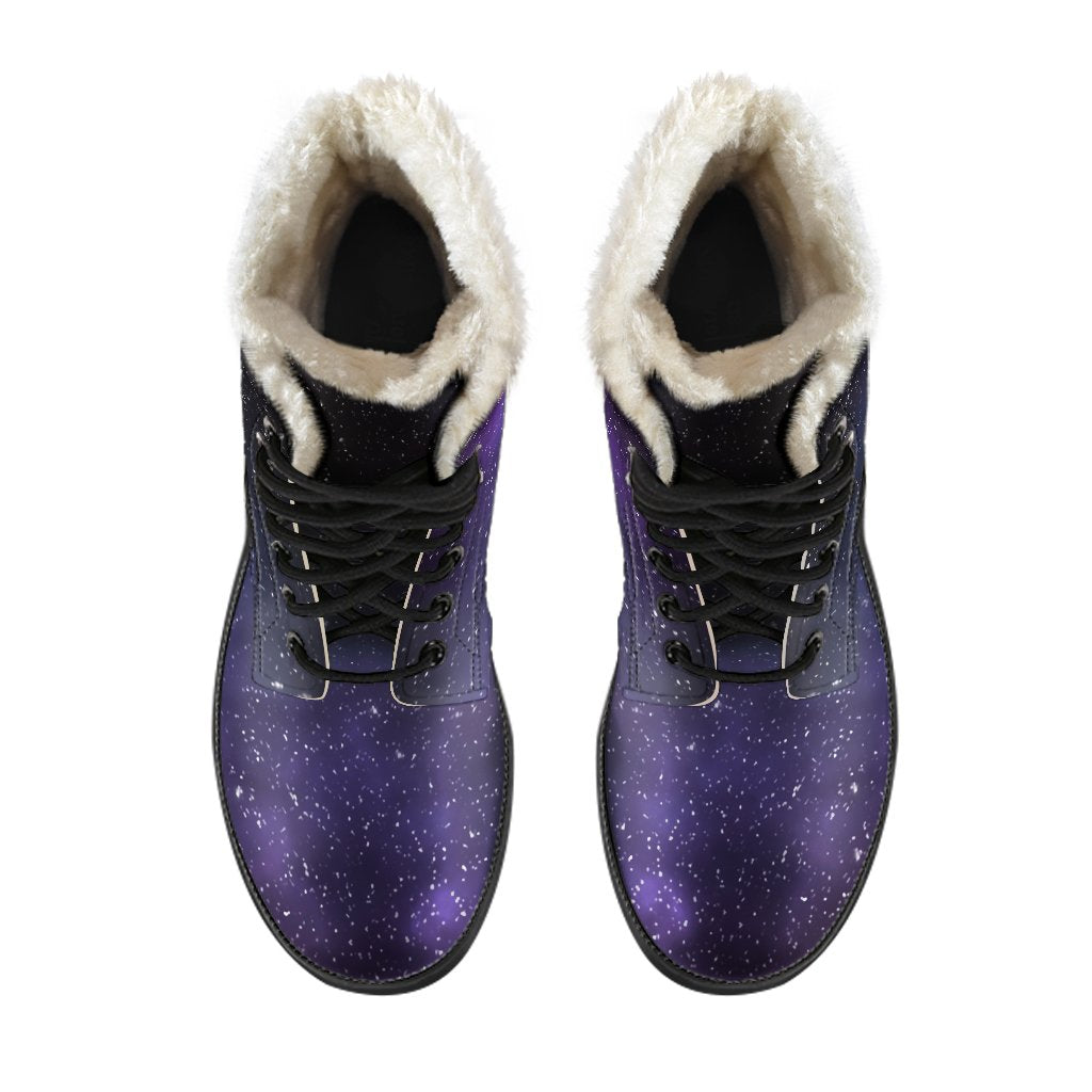 Nebula Universe Galaxy Deep Space Faux Fur Leather Boots: Embrace Your Inner Hippie Chic - 4