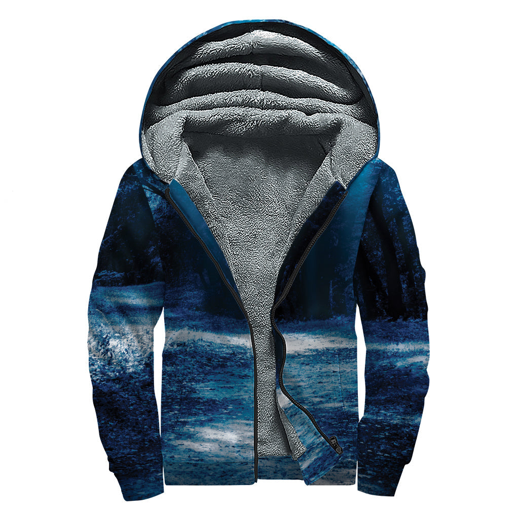 Night Forest Dreamer Sherpa Lined Zip Up Hoodie - 1